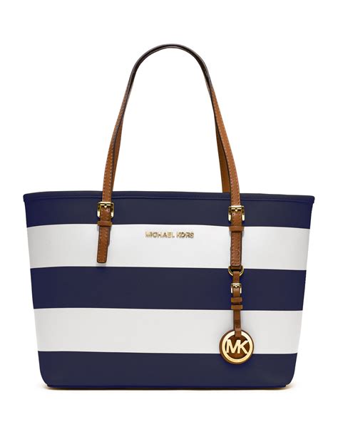 navy blue and white striped michael kors purse|Michael Kors shoulder bag blue.